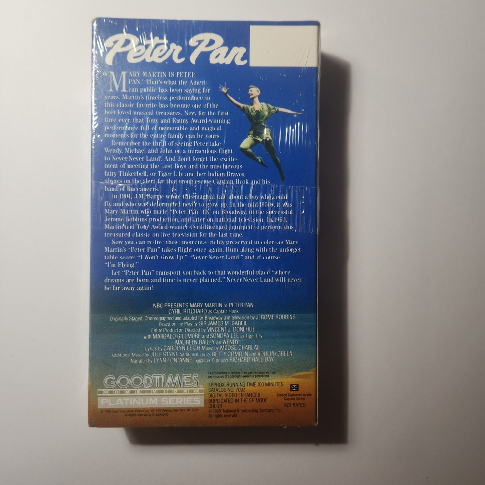 Peter Pan Starring Mary Martin VHS 1990 Original Family Musical Classic 1954 NEW - Picture 2 of 2